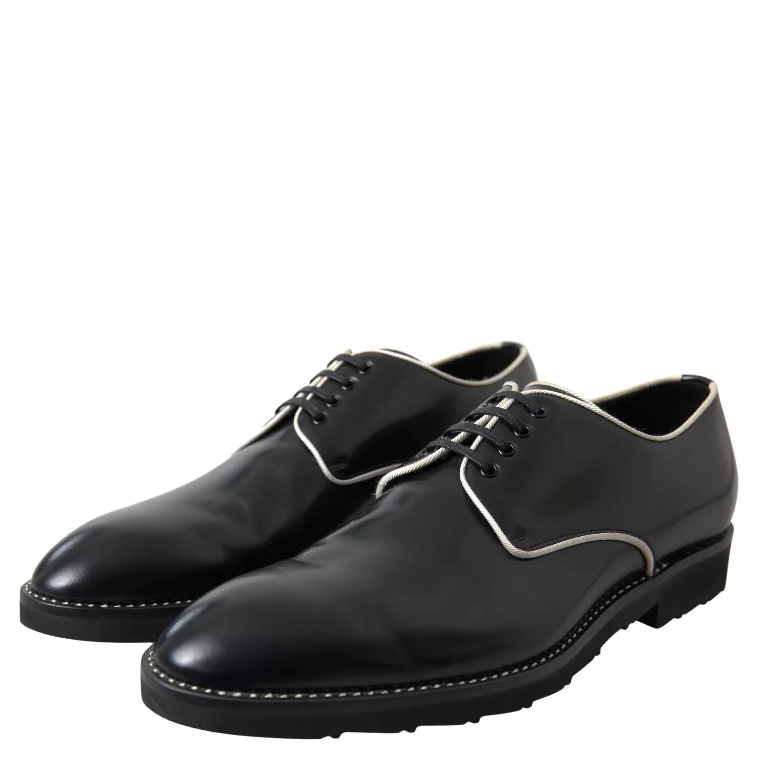 Black White Leather Formal Dress Shoes