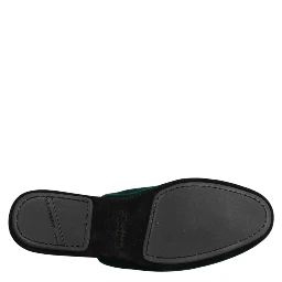 Green Velvet Cross Embellished Slippers Shoes