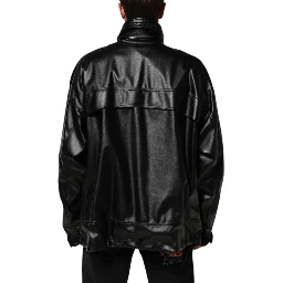 Black Polyester Logo Plaque Bomber Jacket