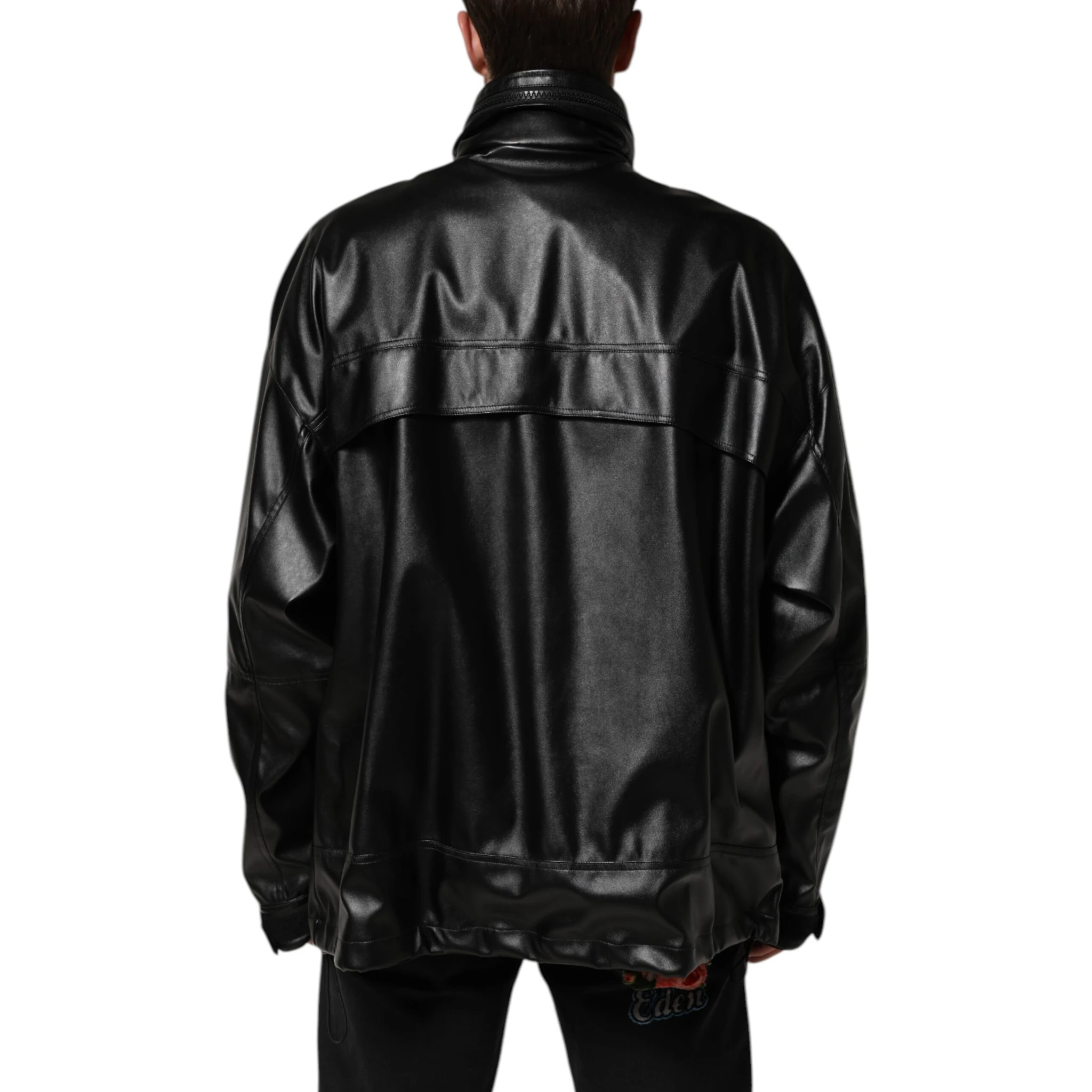 Black Polyester Logo Plaque Bomber Jacket