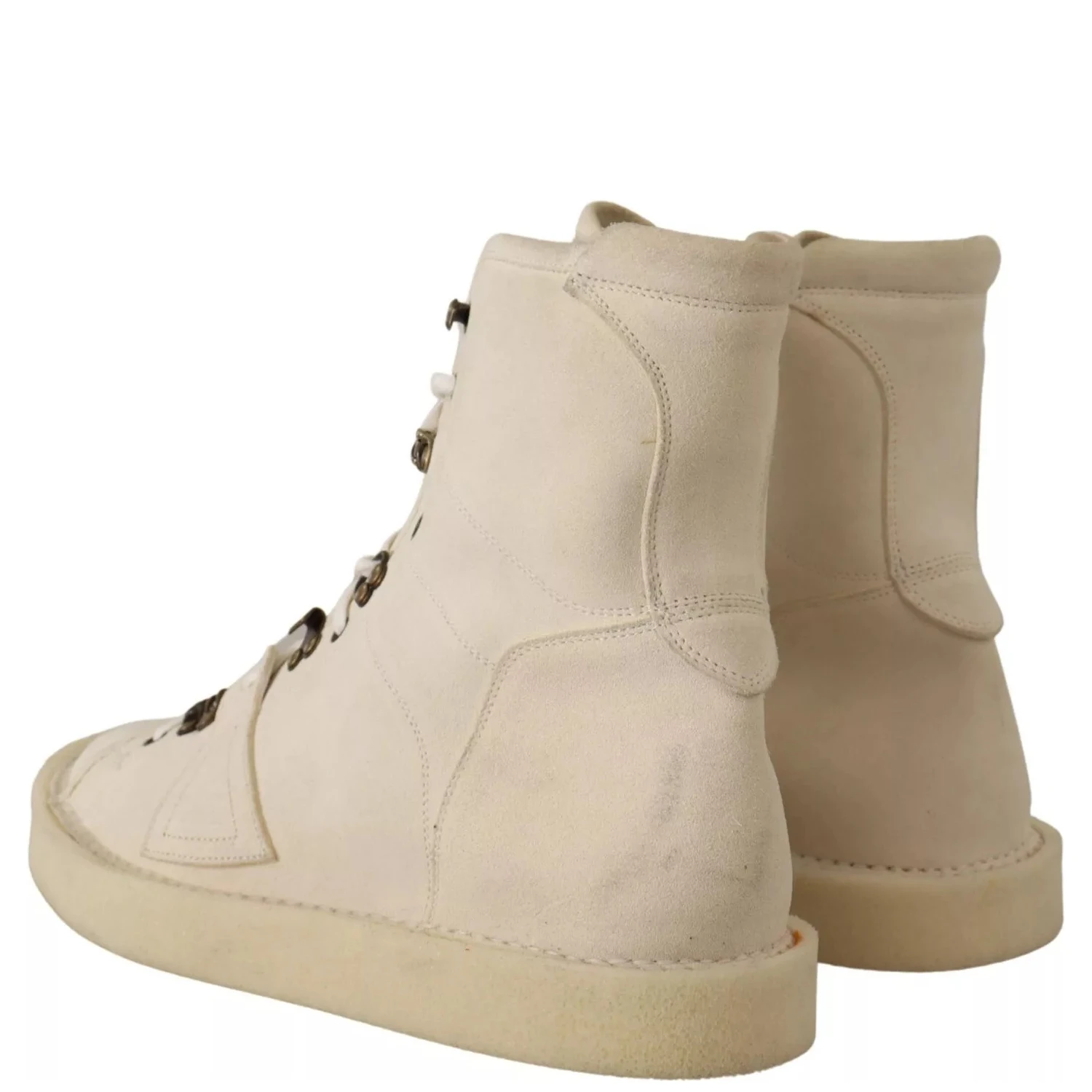 White Leather Lace Up Mens Boots