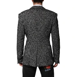 Black White Double Breasted Men Suit Blazer