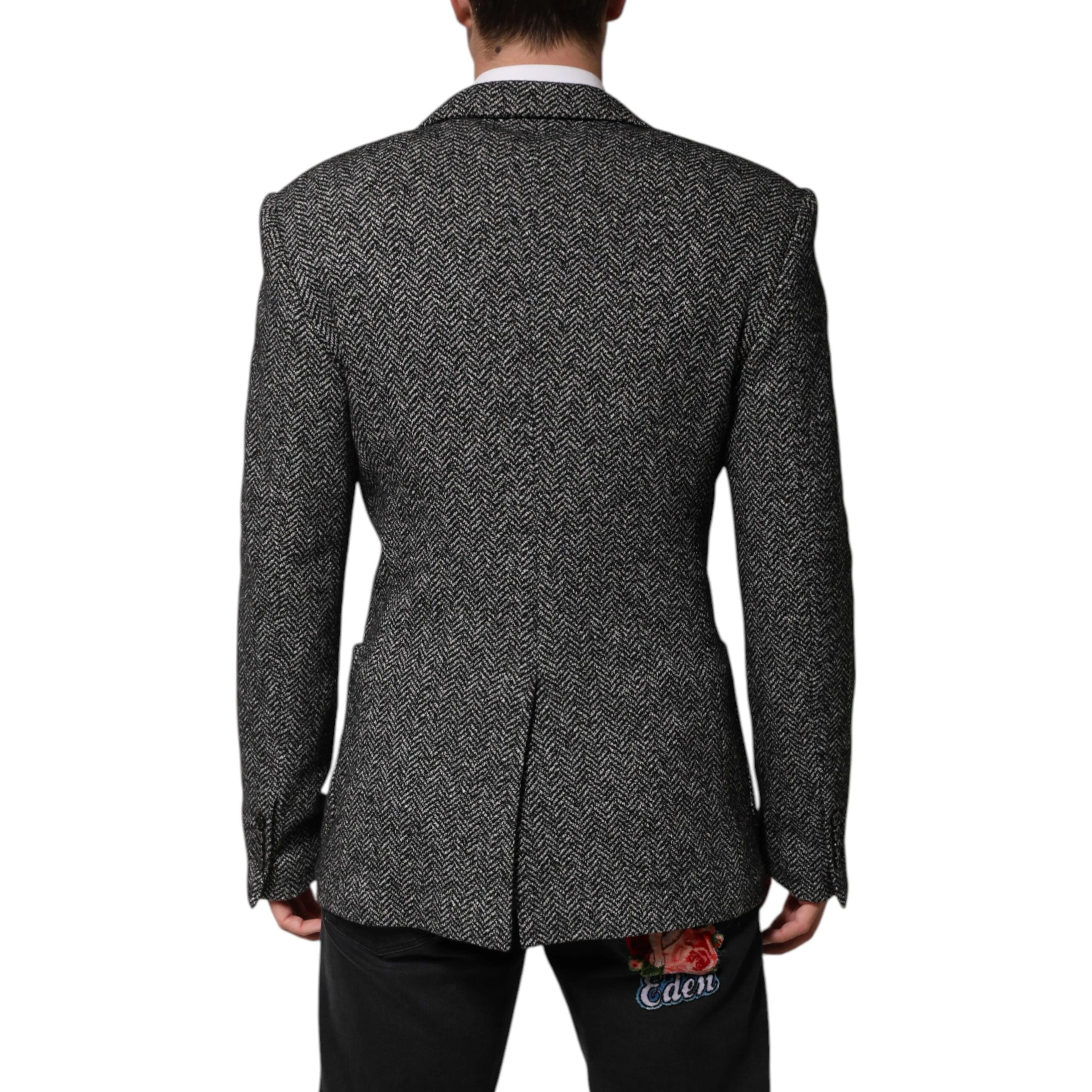 Black White Double Breasted Men Suit Blazer