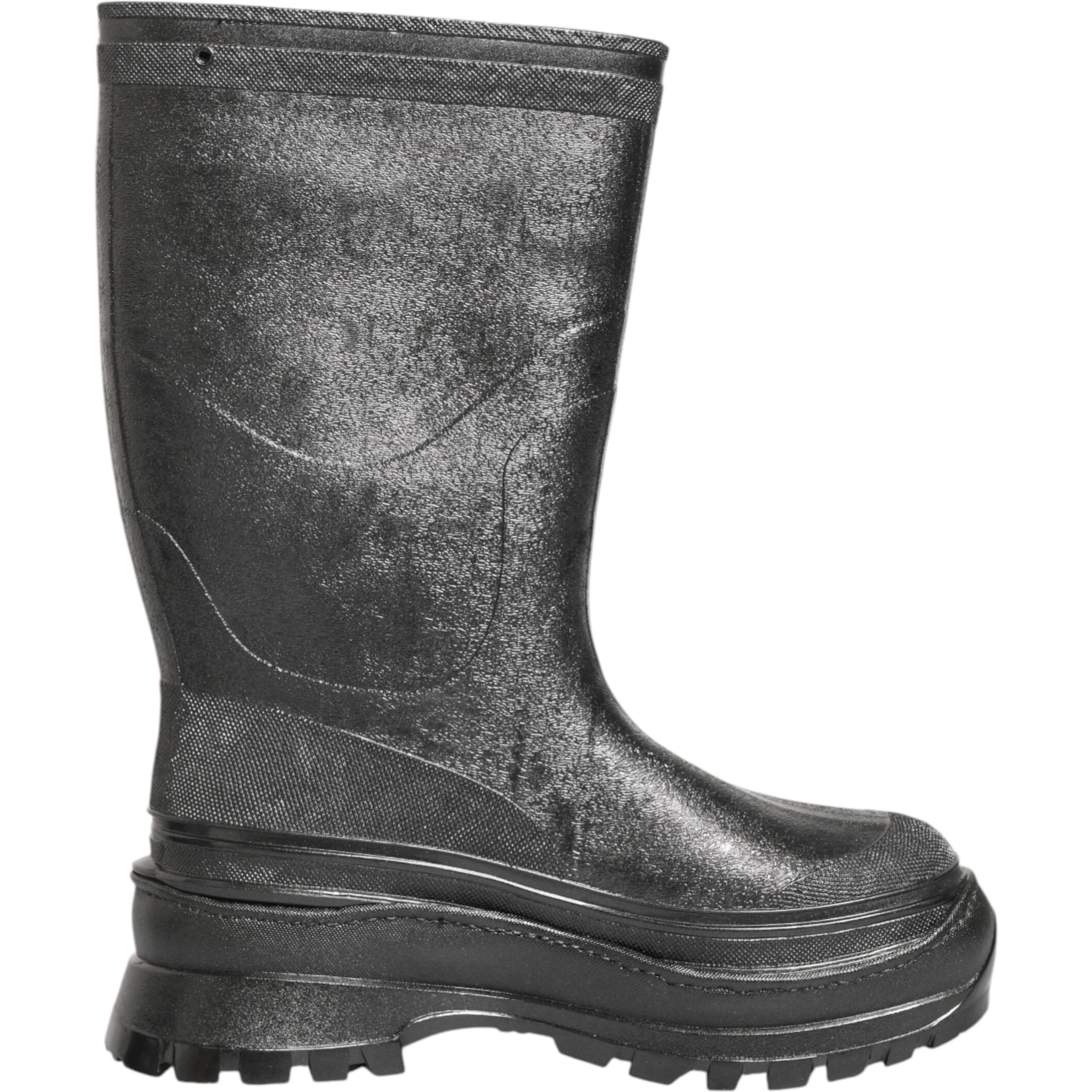 Metallic Black Pull On Rain Boots Shoes
