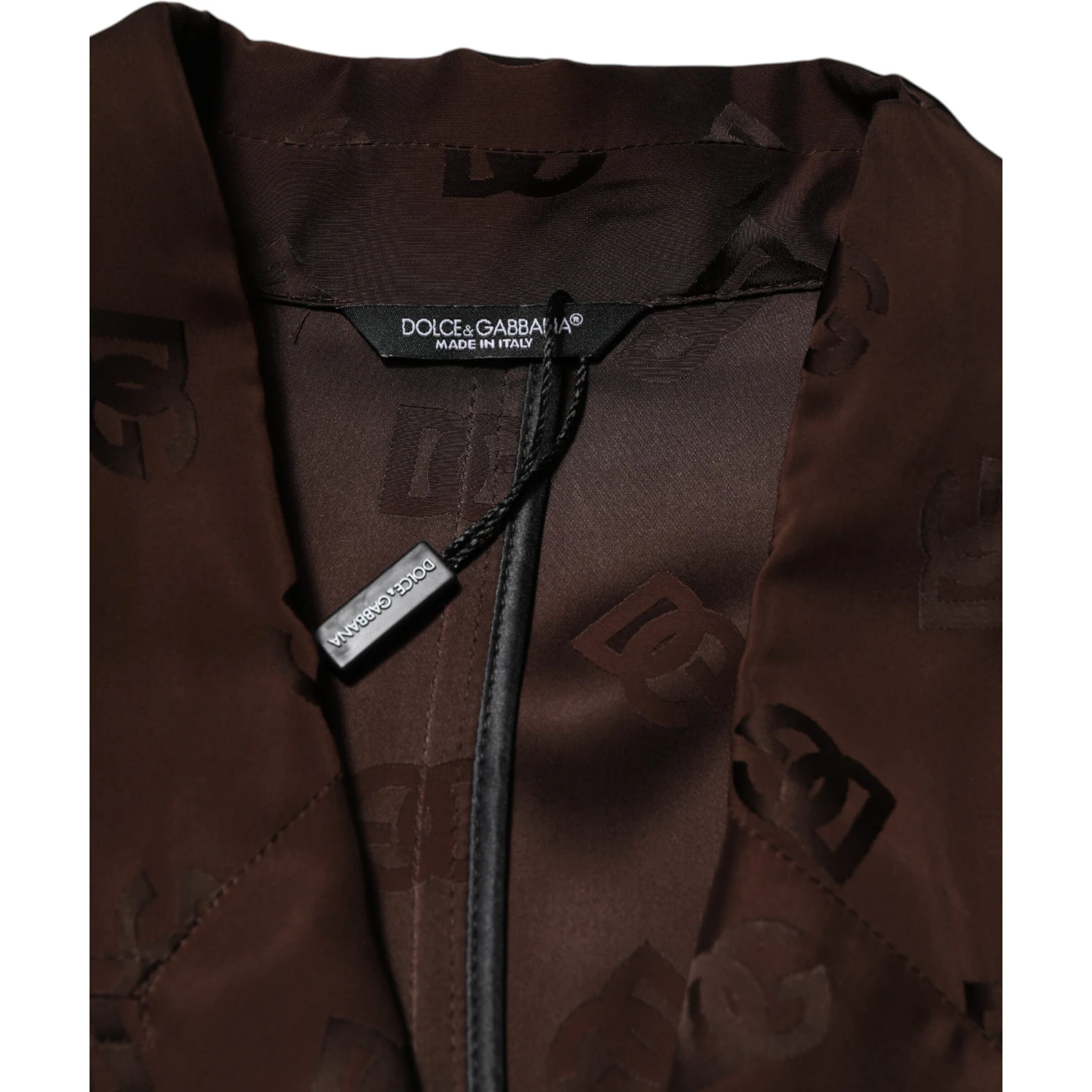 Brown Polyester Logo Monogram Coat Jacket