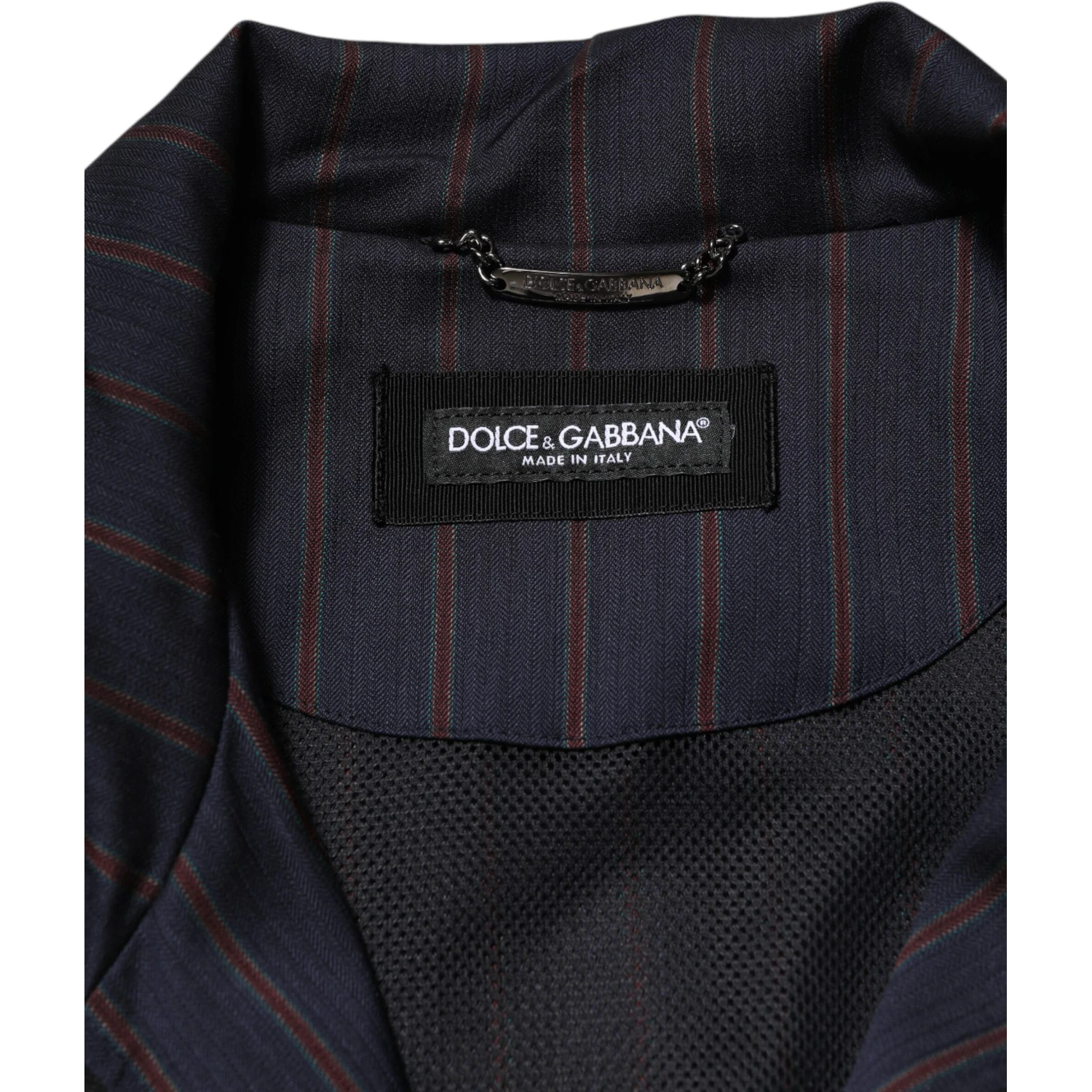 Blue Red Striped Logo Plaque Full Zip Jacket