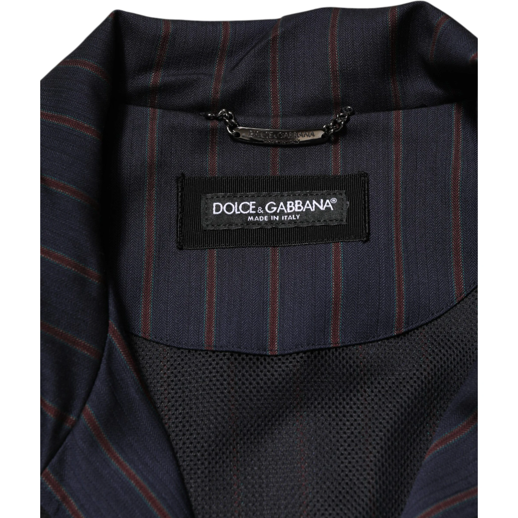 Blue Red Striped Logo Plaque Full Zip Jacket