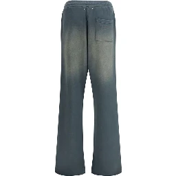 Blue Cotton Casual Pants