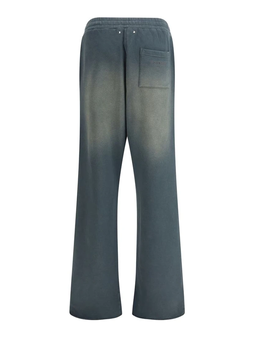 Blue Cotton Casual Pants