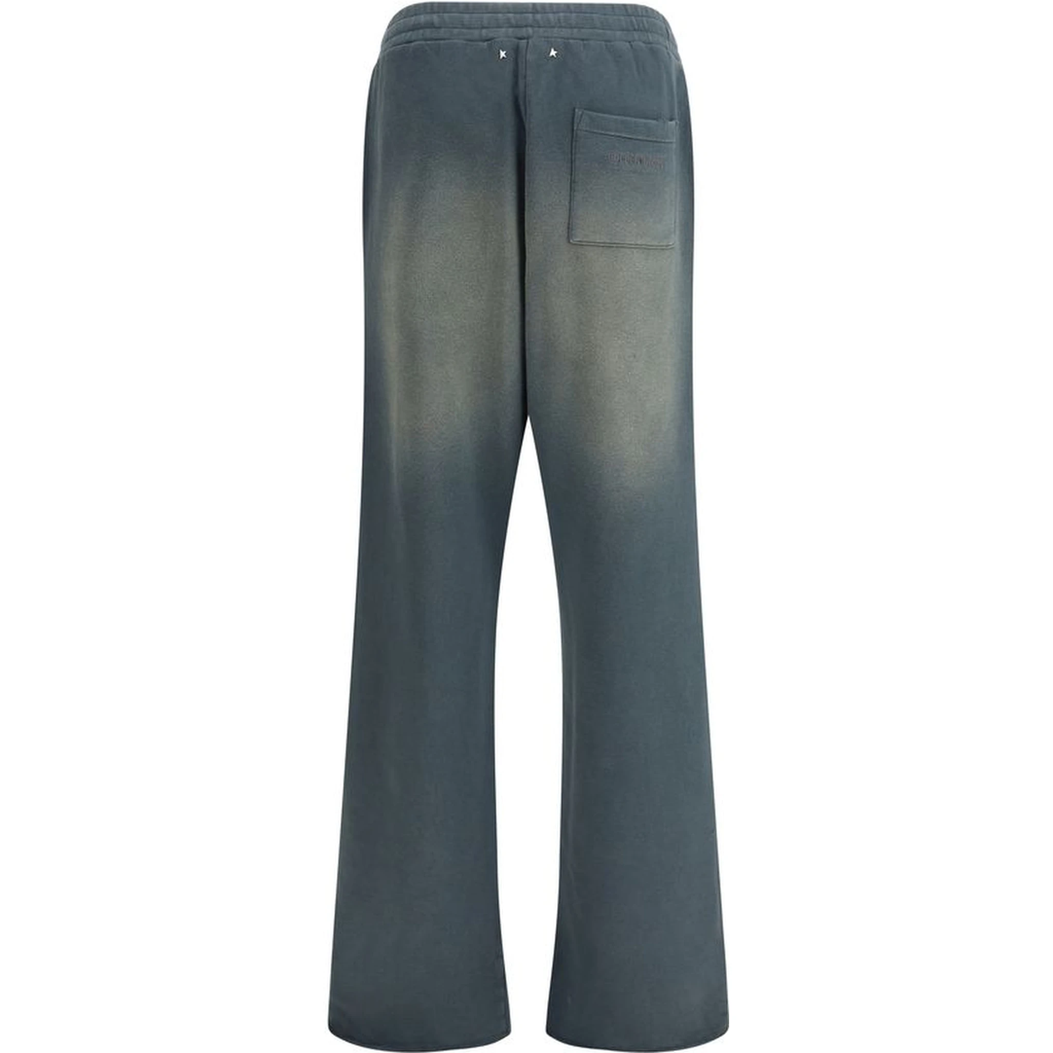 Blue Cotton Casual Pants