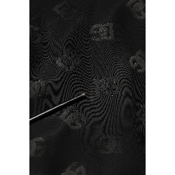 Black Polyester Logo Monogram Coat Jacket