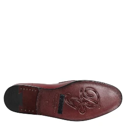 Burgundy Leather Formal Slip On Shoes