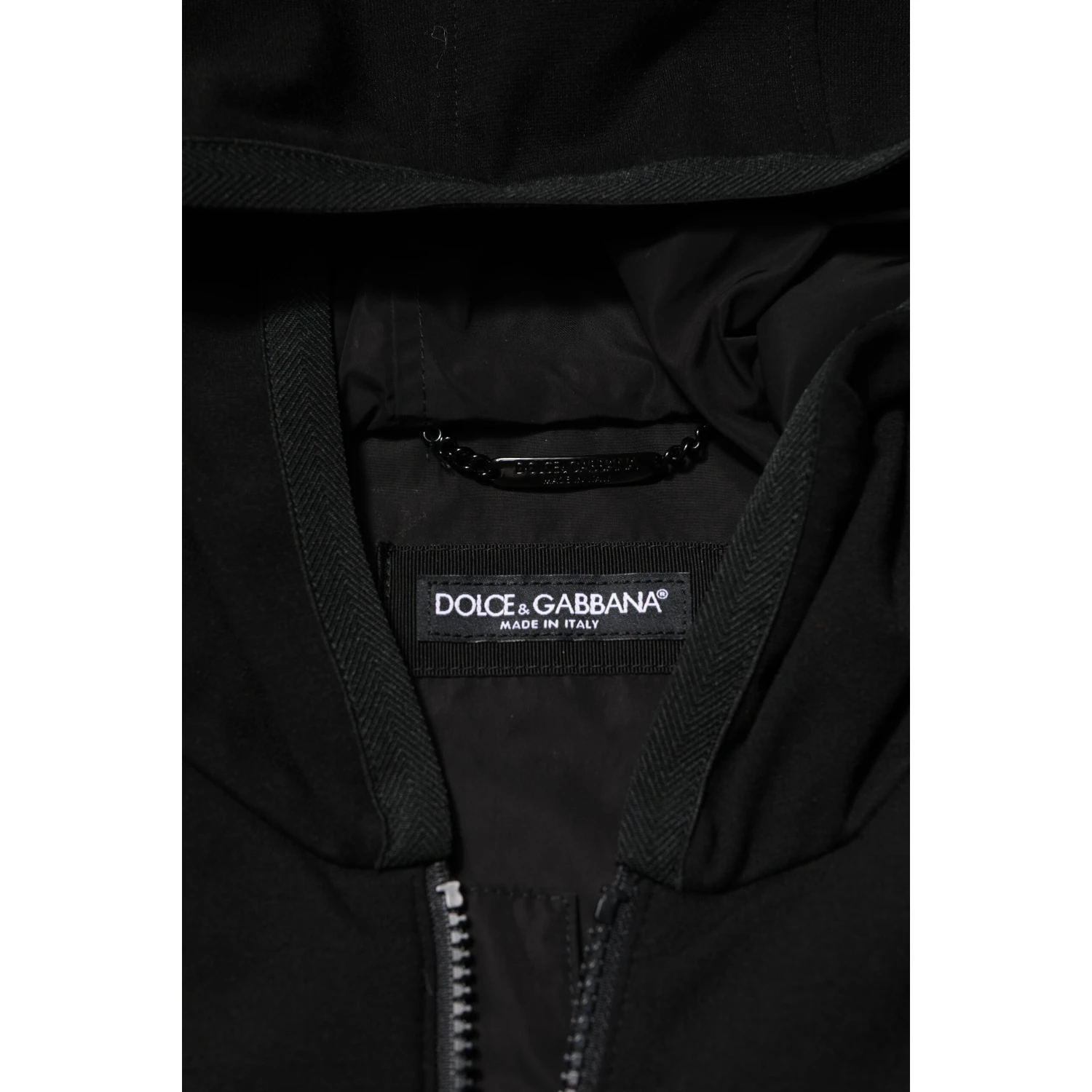 Black Sleeveless Hooded Logo Plaque Jacket