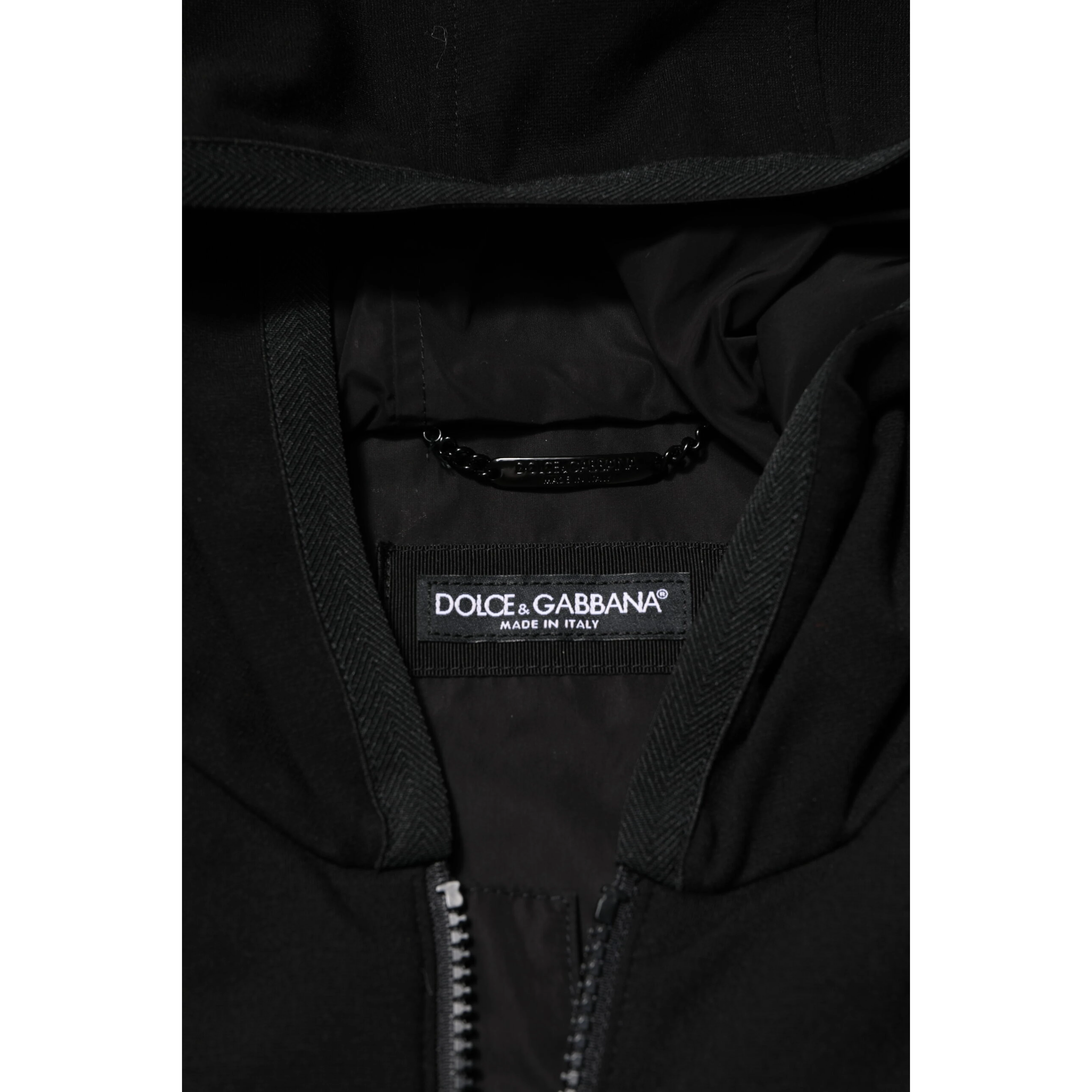 Black Sleeveless Hooded Logo Plaque Jacket