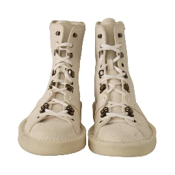 White Leather Lace Up Mens Boots