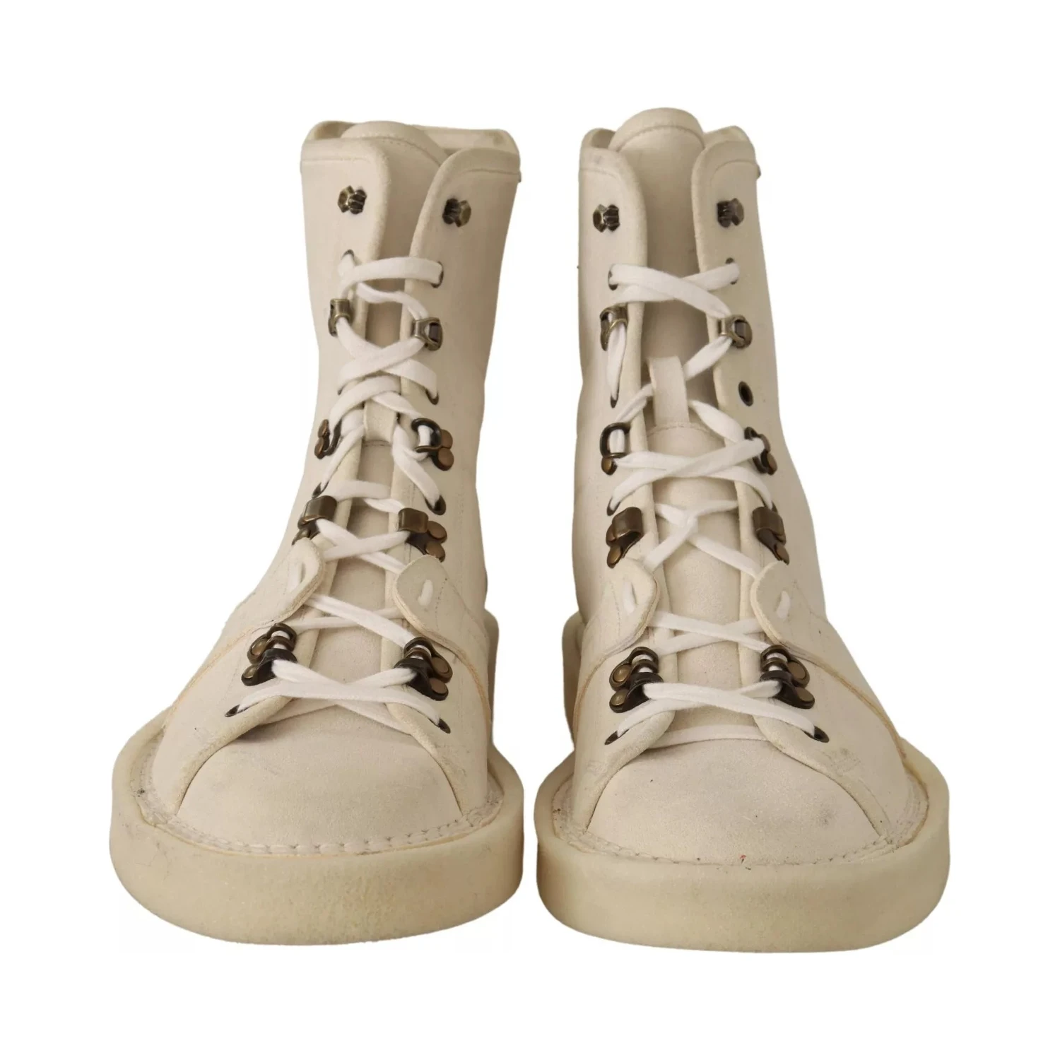 White Leather Lace Up Mens Boots