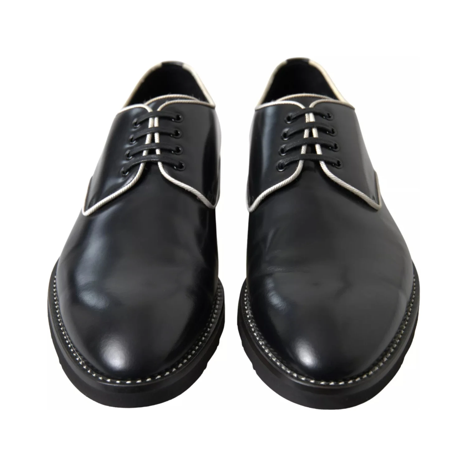 Black White Leather Formal Dress Shoes