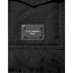 Black Sleeveless Parka Logo Plaque Jacket