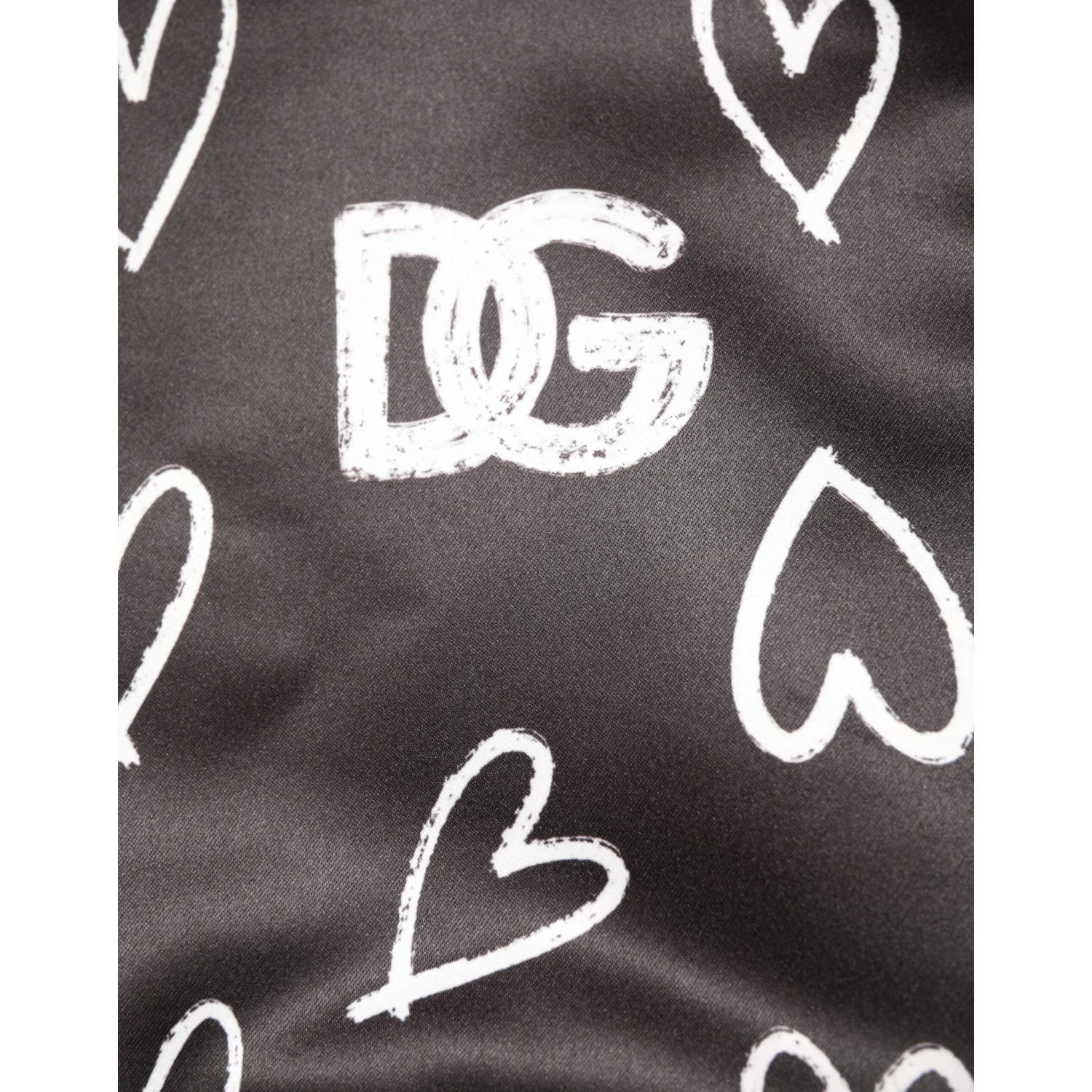 Black Polyester Heart Print Bomber Jacket