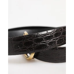 Black Exotic Leather DG Logo Buckle Belt