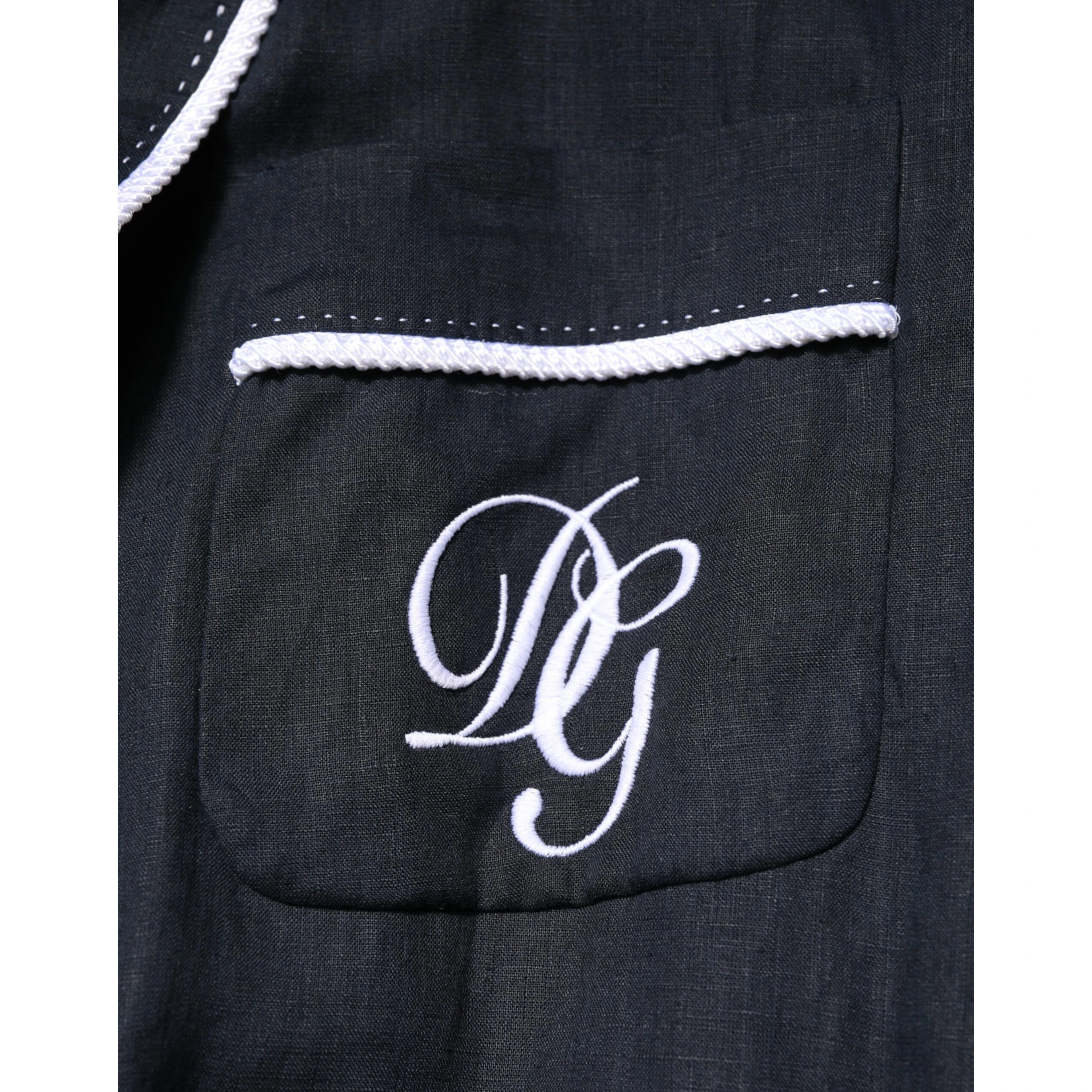 Dark Blue DG Embroidery Jacket Robe Blazer