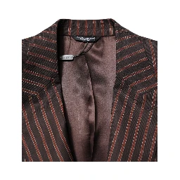 Black Brown Stripe Single Breasted Blazer