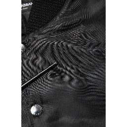 Black Polyester Logo Plaque Bomber Jacket