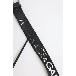 Black Polyester Leather Metal Buckle Belt