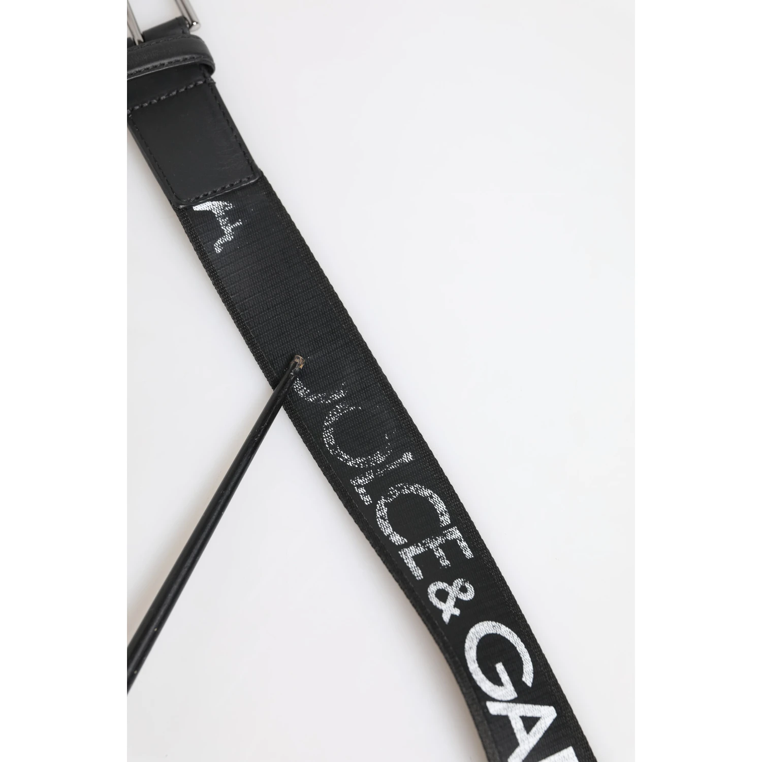 Black Polyester Leather Metal Buckle Belt
