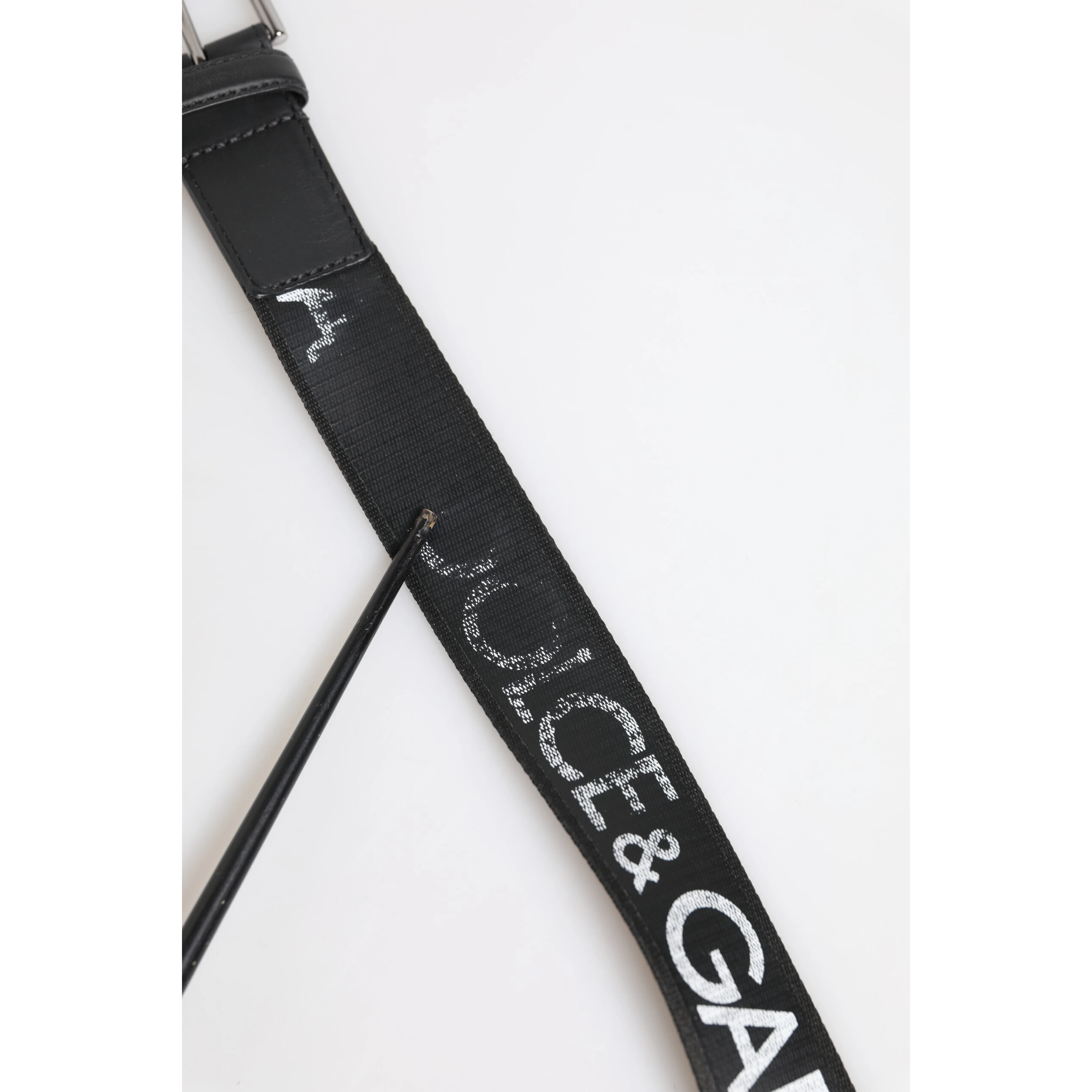 Black Polyester Leather Metal Buckle Belt