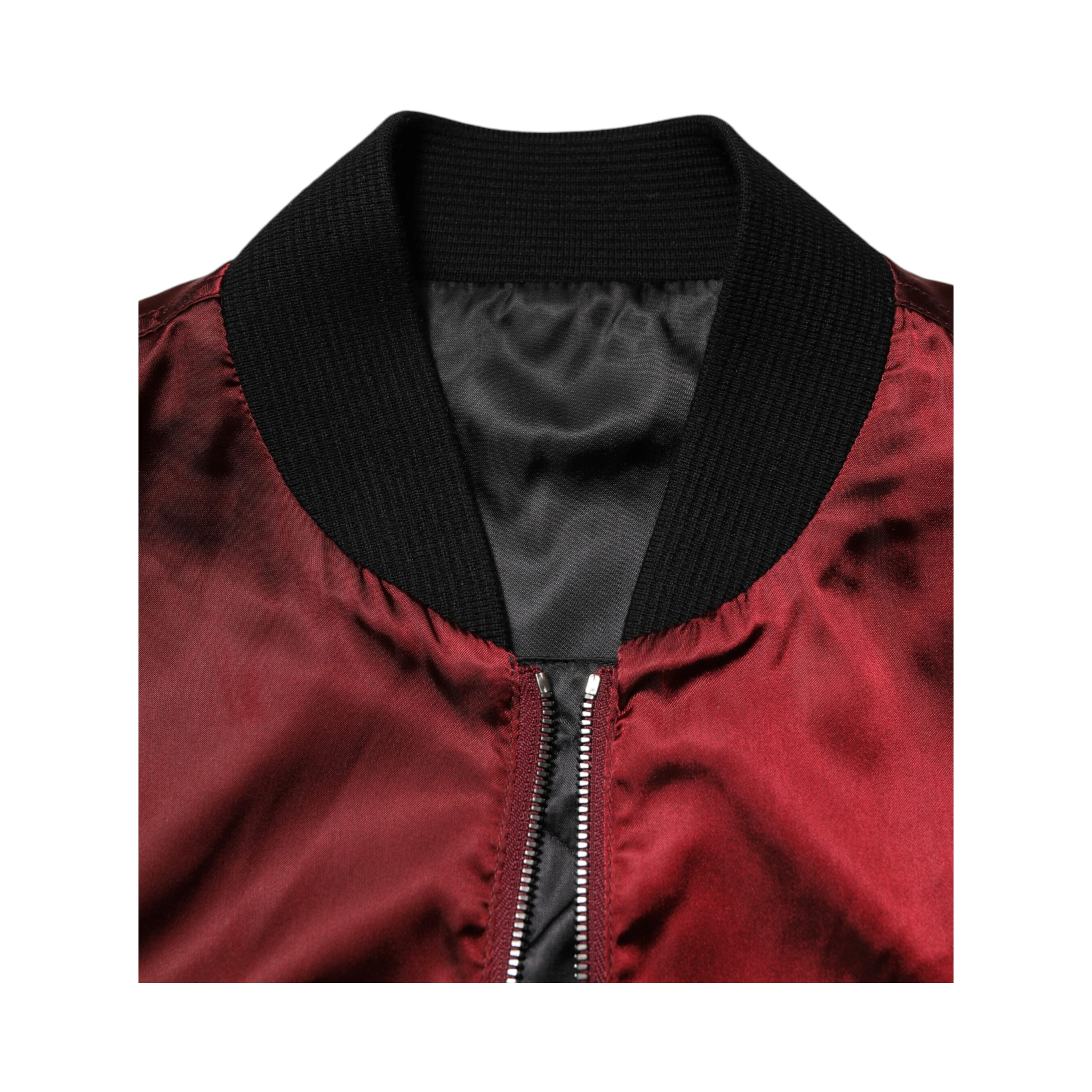 Maroon Nylon DG Crown Embroidery Jacket