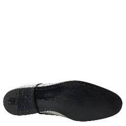 Silver Leather Rhinestones Derby Shoes