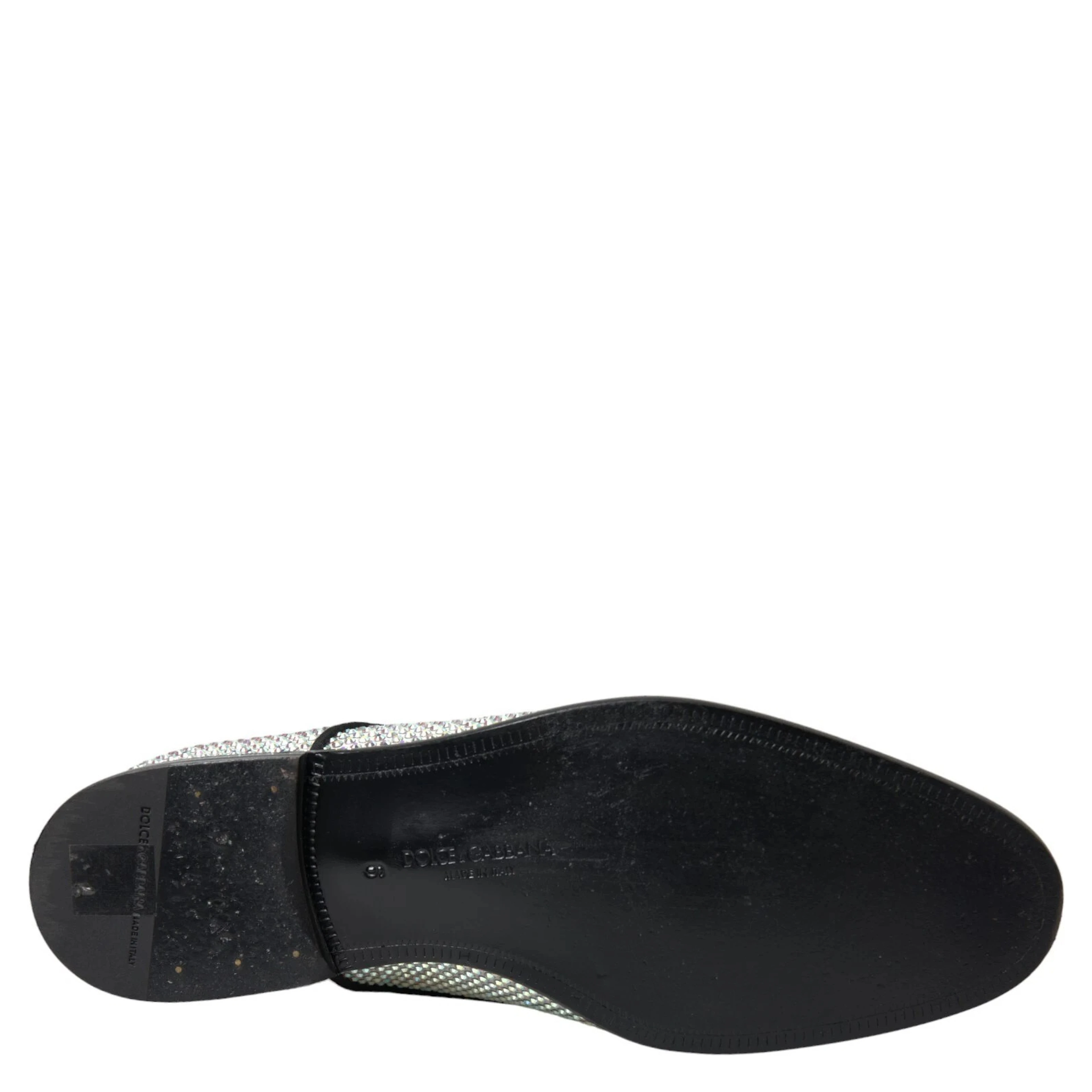 Silver Leather Rhinestones Derby Shoes