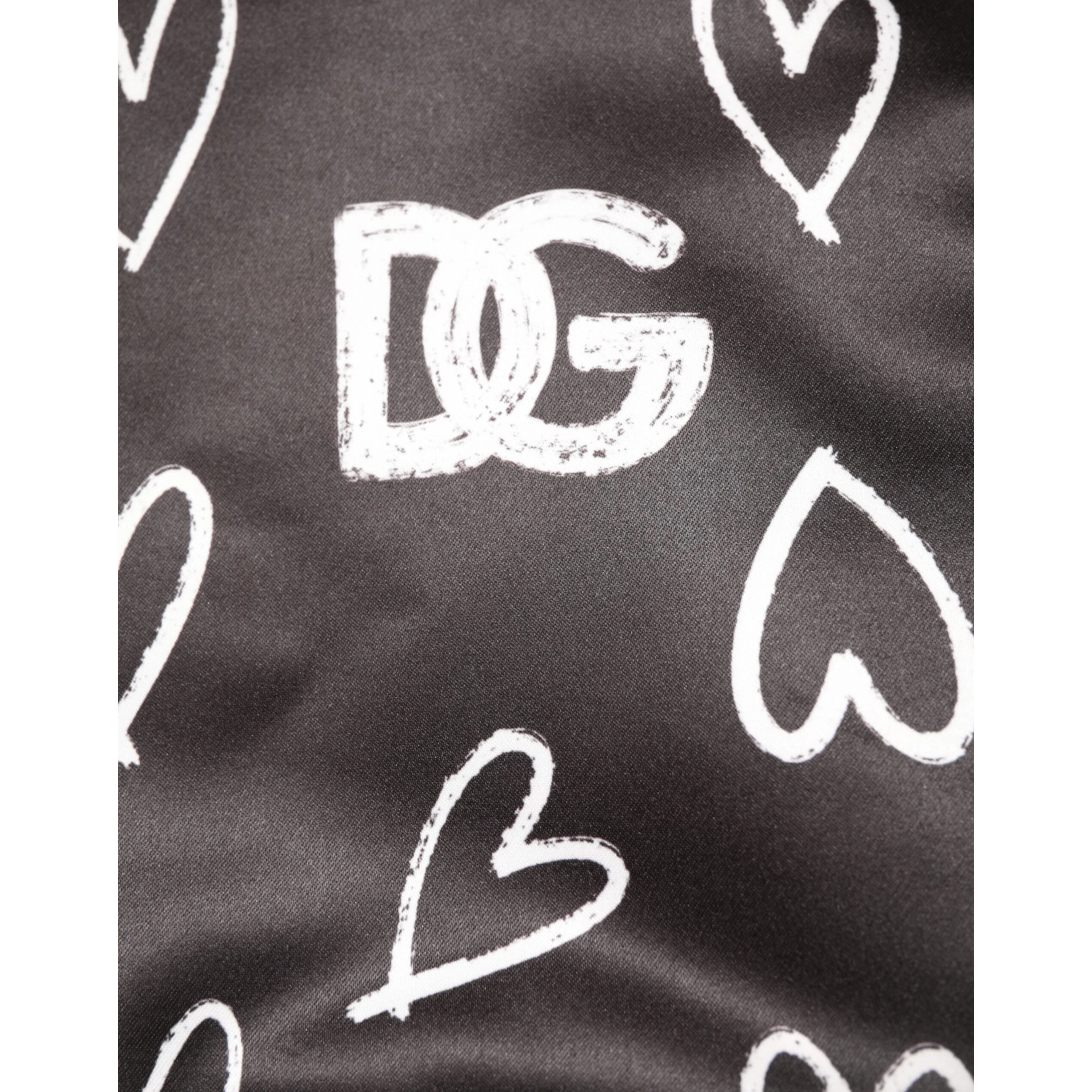 Black Polyester Heart Print Bomber Jacket