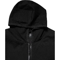 Black Sleeveless Hooded Logo Plaque Jacket