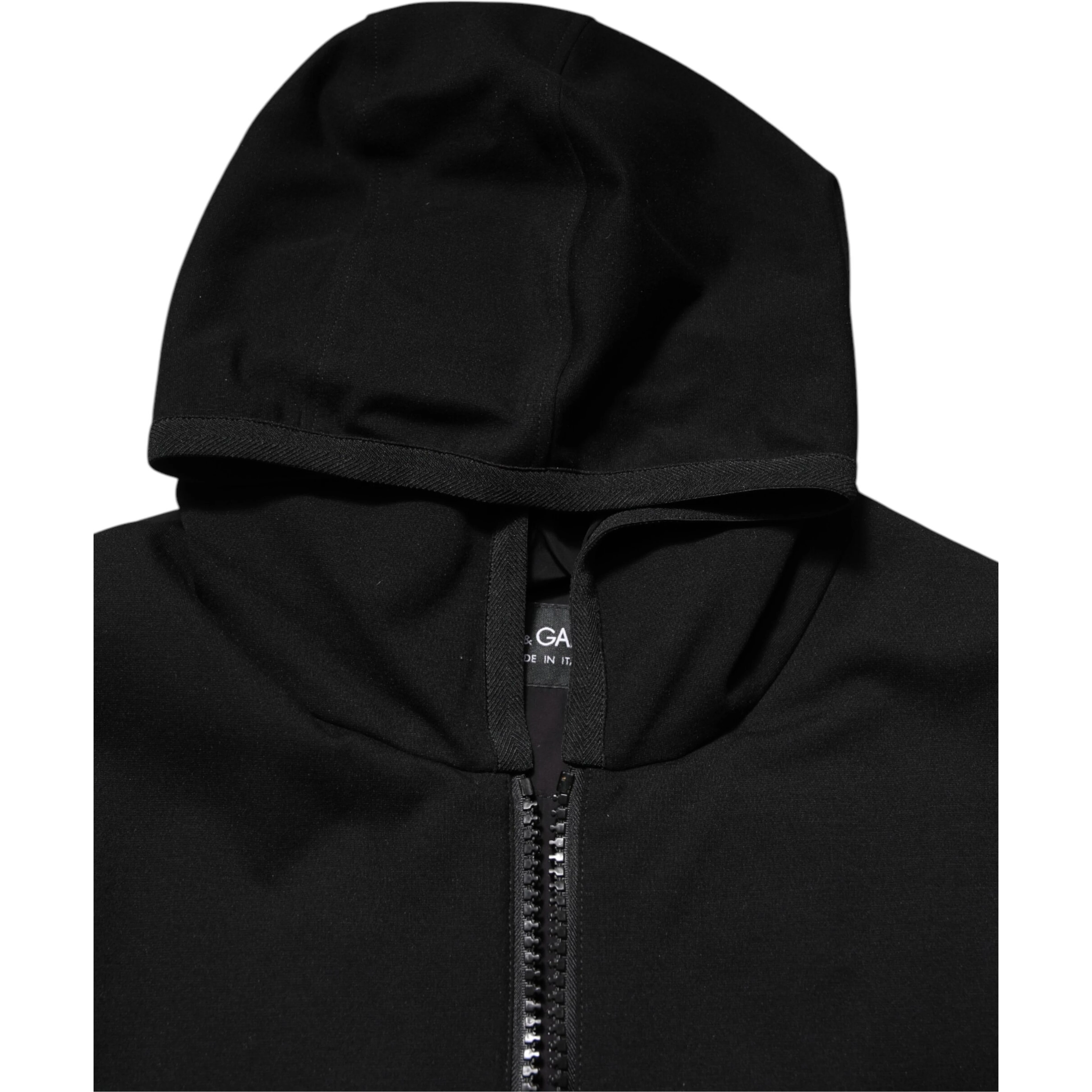 Black Sleeveless Hooded Logo Plaque Jacket