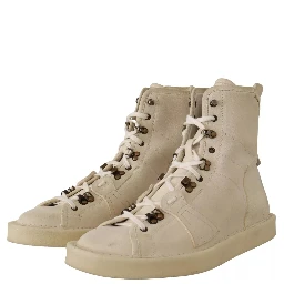 White Leather Lace Up Mens Boots