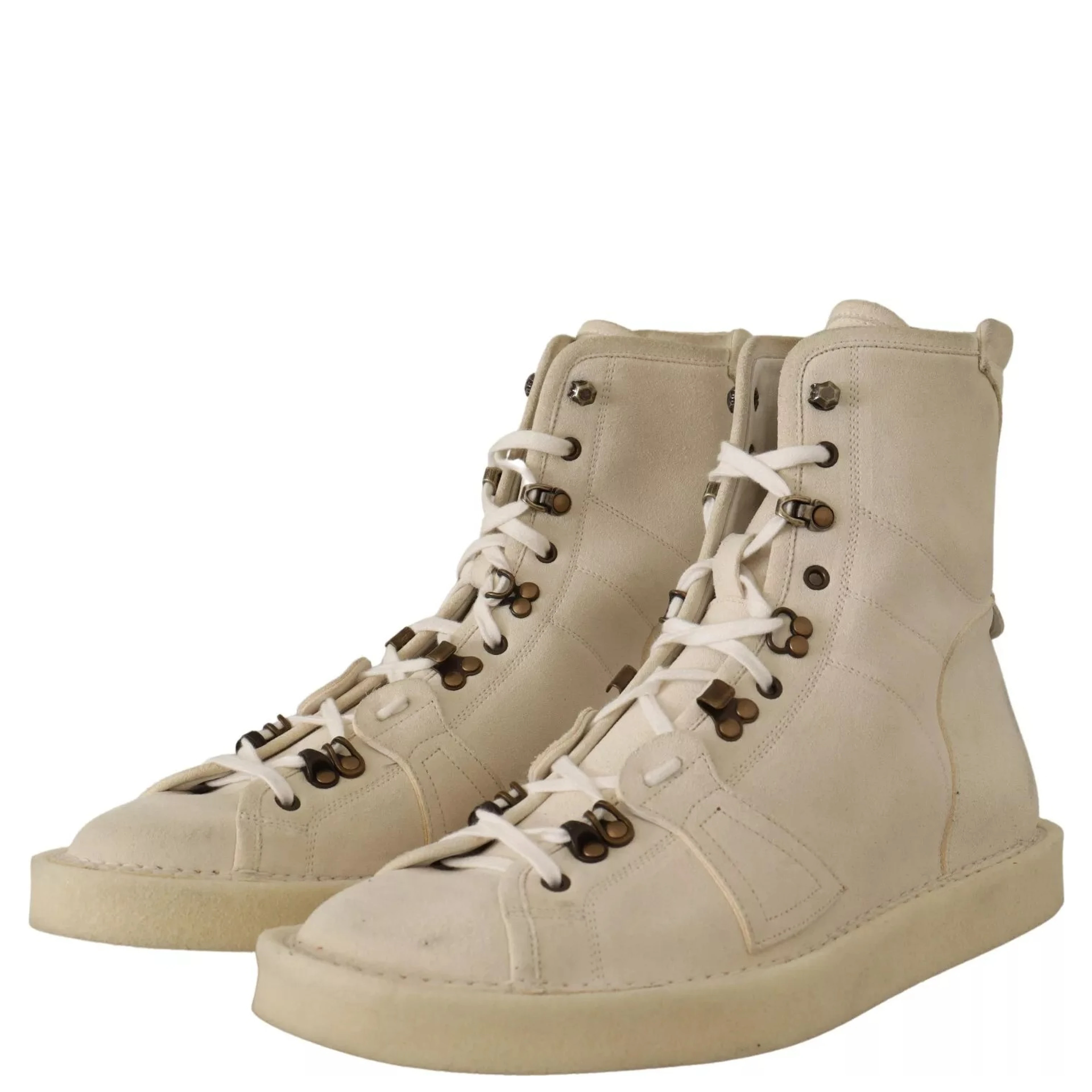 White Leather Lace Up Mens Boots