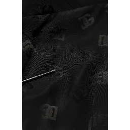 Black Polyester Logo Monogram Coat Jacket