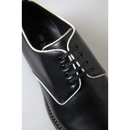 Black White Leather Formal Dress Shoes