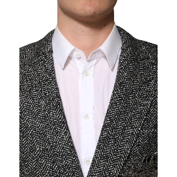 Black White Double Breasted Men Suit Blazer
