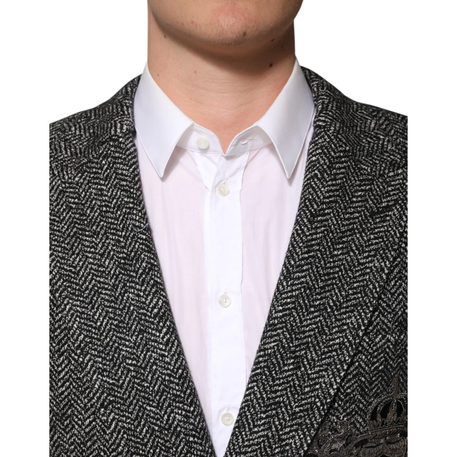 Black White Double Breasted Men Suit Blazer