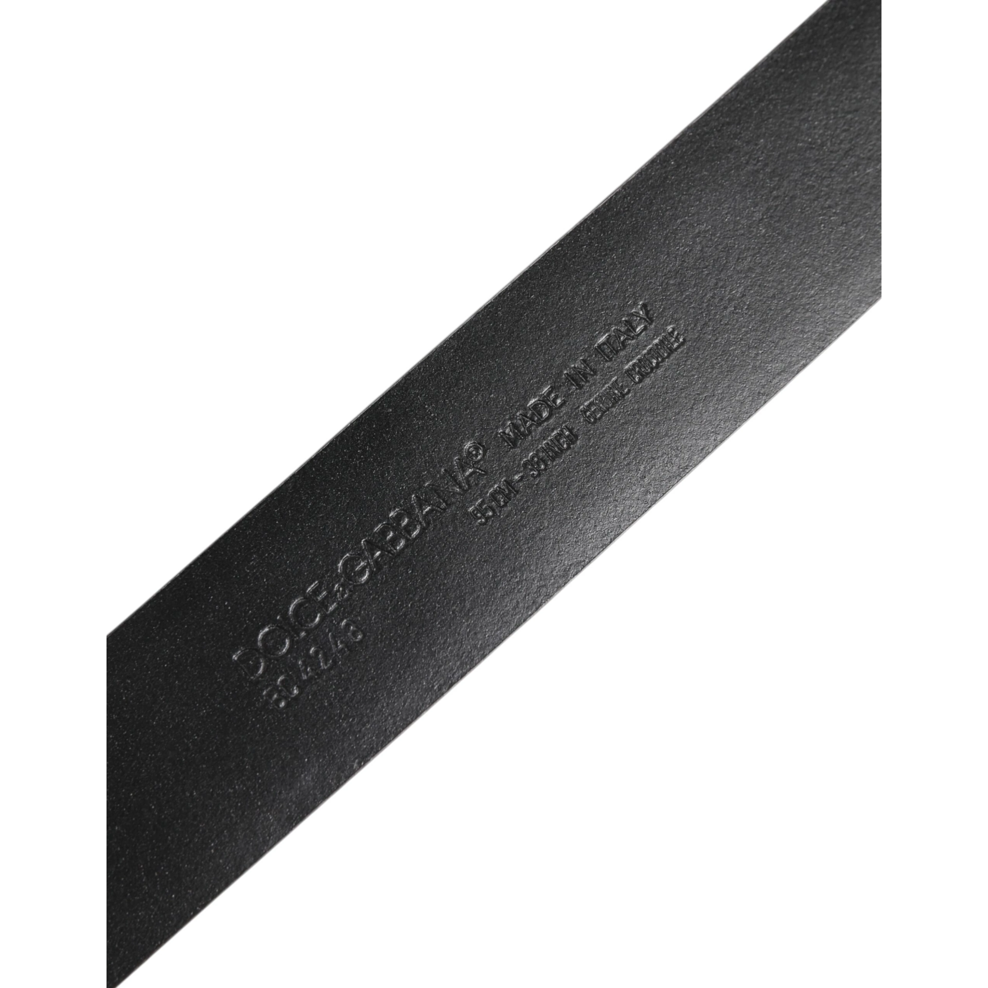 Black Exotic Leather DG Logo Buckle Belt