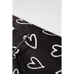 Black Polyester Heart Print Bomber Jacket