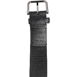 Black Polyester Leather Metal Buckle Belt