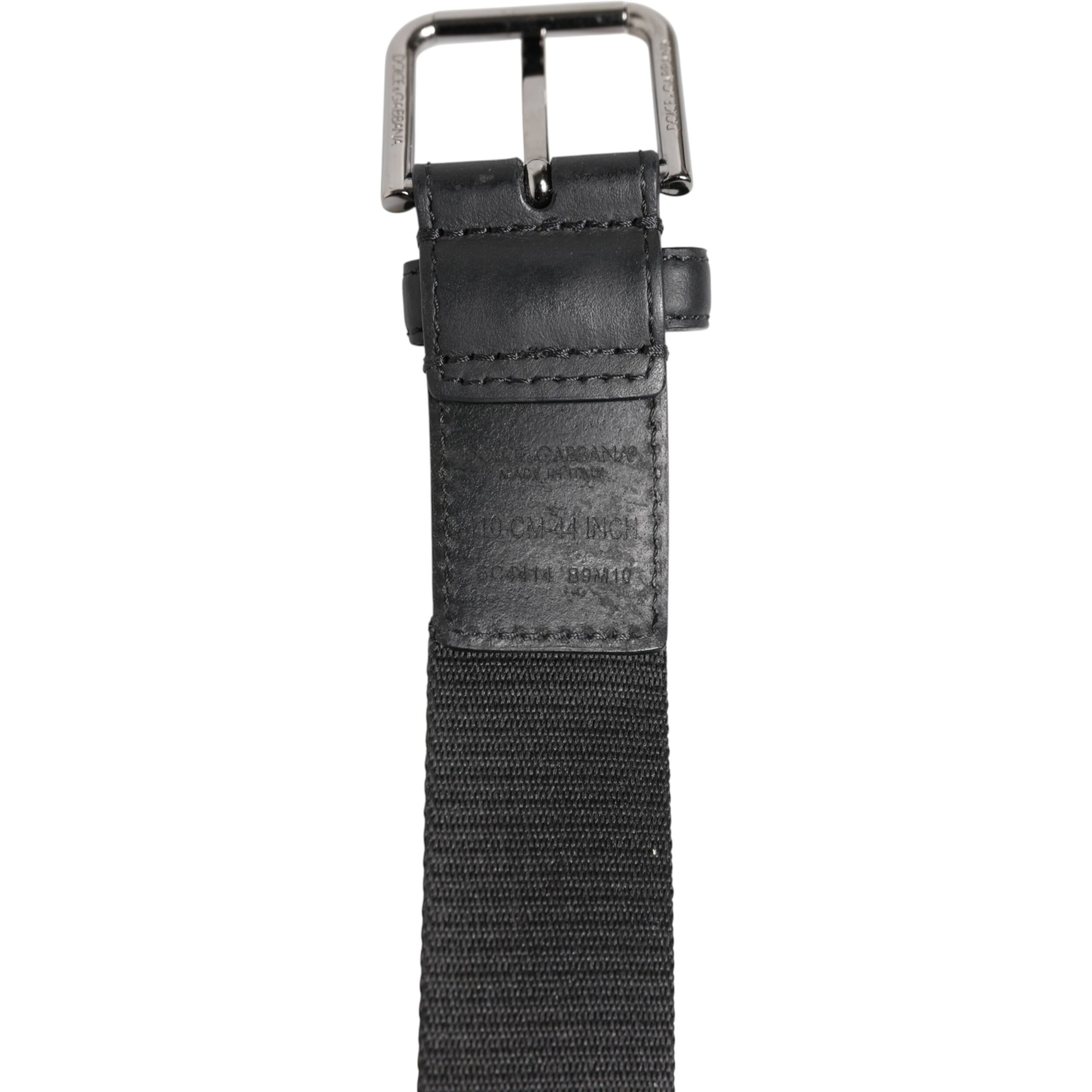 Black Polyester Leather Metal Buckle Belt