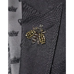 Dark Gray Bee Embroidery Wool Coat Blazer