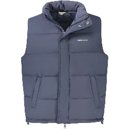 Blue Polyester Men Jacket