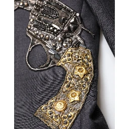 Dark Gray Bee Embroidery Wool Coat Blazer