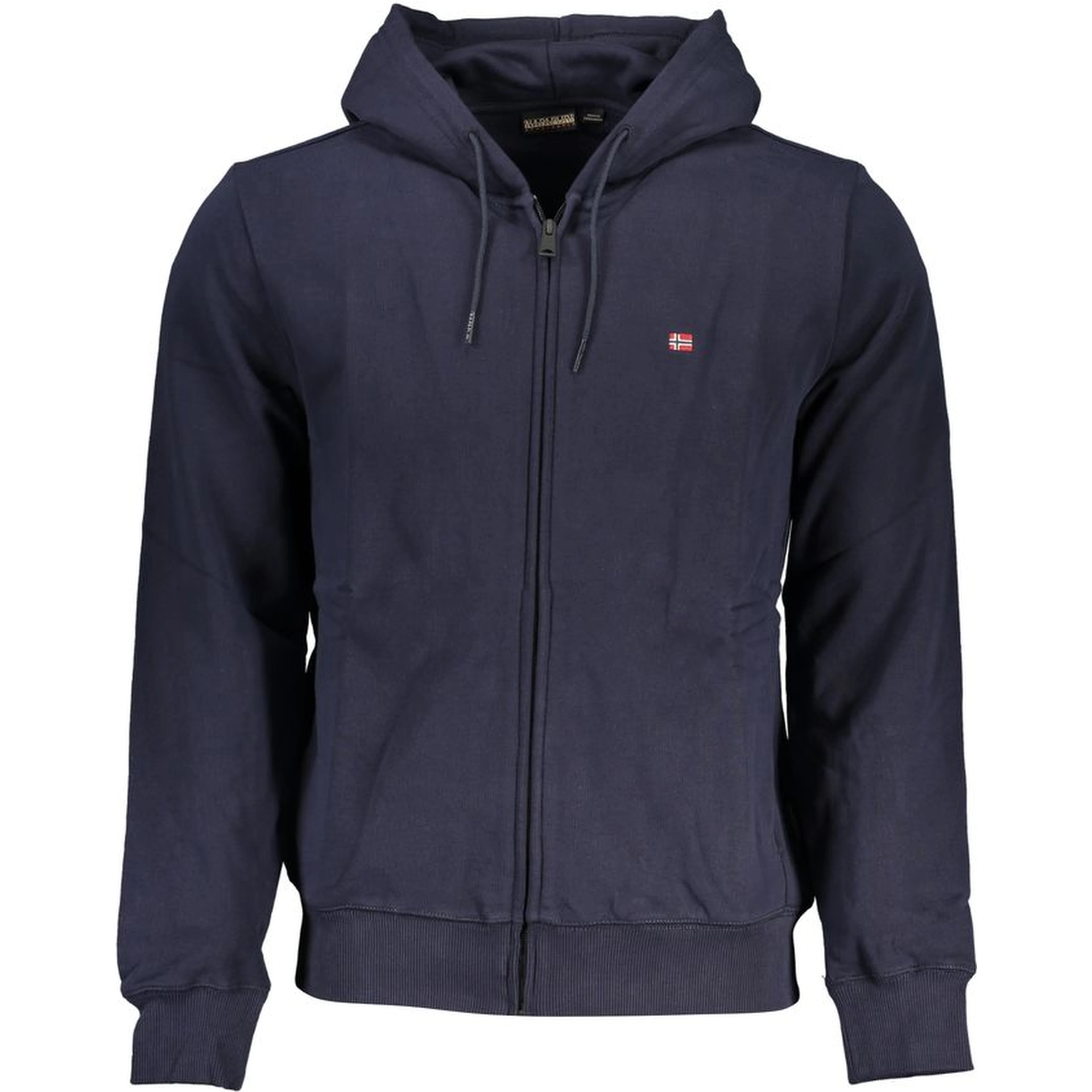 Blue Cotton Men Sweater with Hood